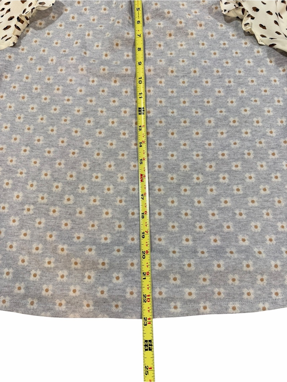 THML Mixed Print Ruffle Sleeve Top | Daisy Floral Knit | Leopard Chiffon Sleeves - Picture 10 of 12